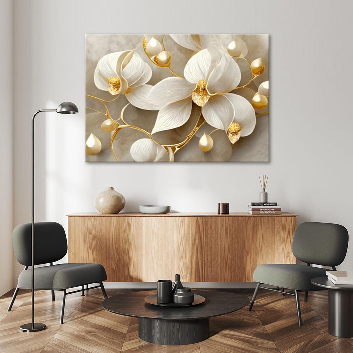 LEINWANDBILD Orchidee glamourös gold 60x40cm - Goldfarben, Textil (60/40cm) - Feeby