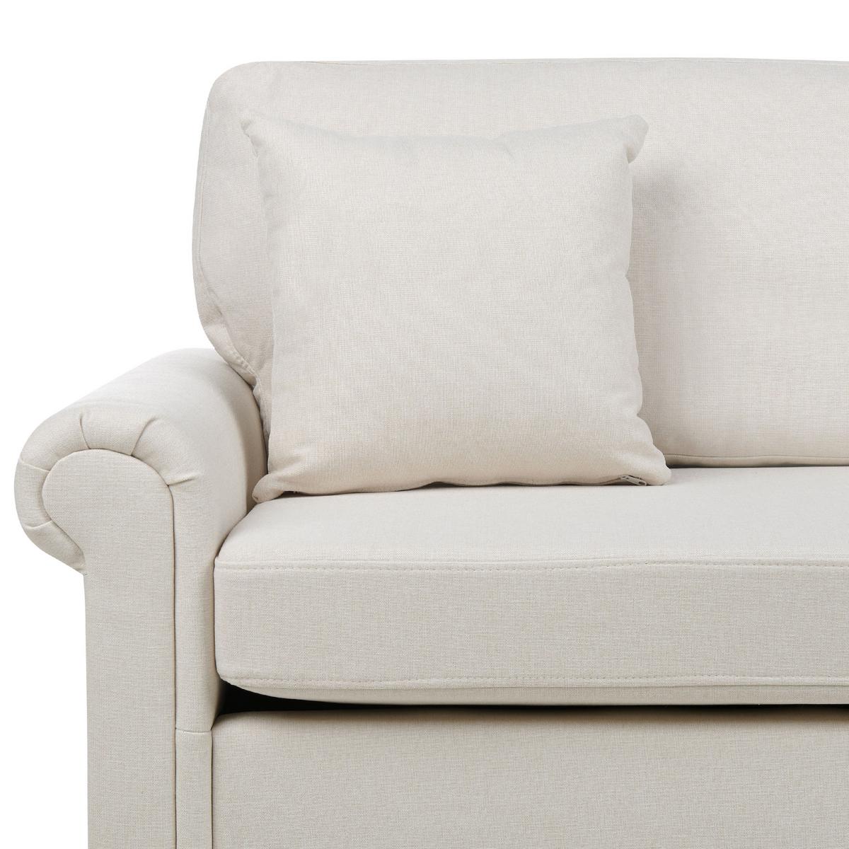 3-SITZER-SOFA hellbeige Ginnerup - Beige/Dunkelbraun, Textil (195/84/76cm) - Beliani