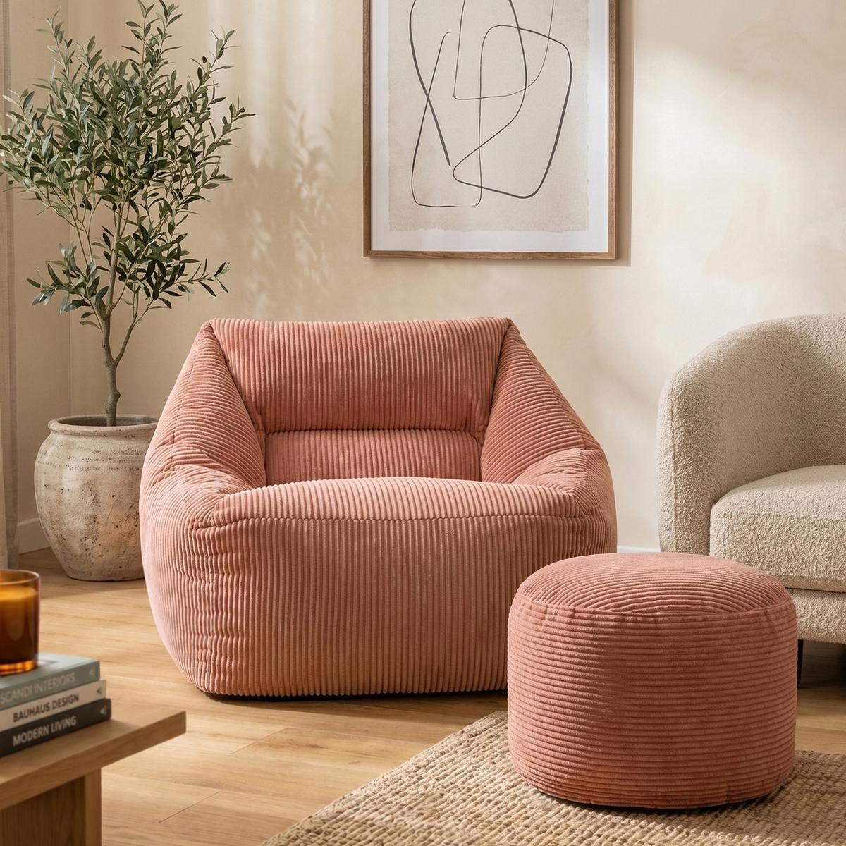 SITZSACK Sessel Natalia mit Sitzpouf - Pink, Textil (97/73/84cm) - icon