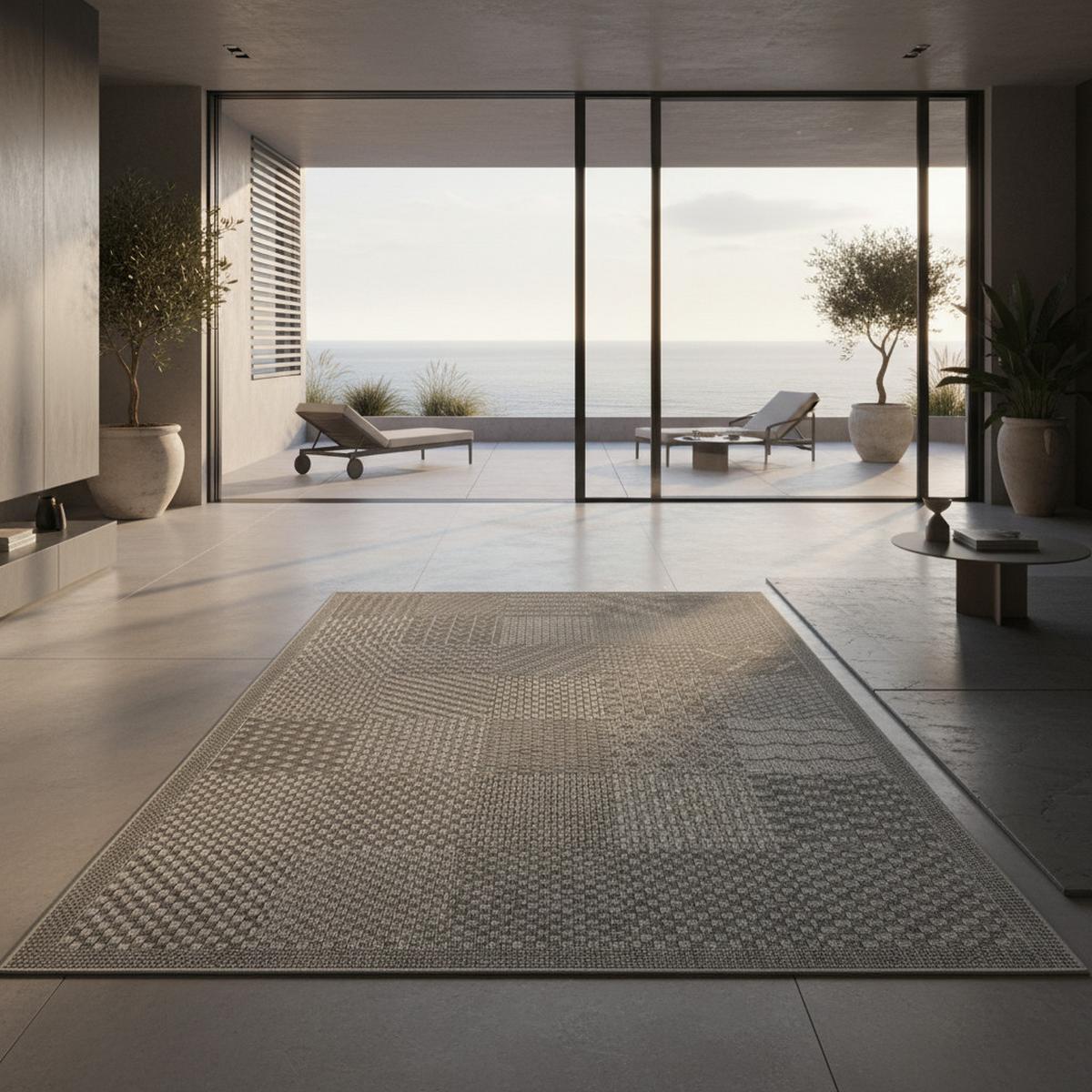 TEPPICH Outdoor LERMOOS in Grau, einfarbig, aus Polypropylen, 120 x 170 cm - Grau, Textil (120/170cm) - KADIMA DESIGN
