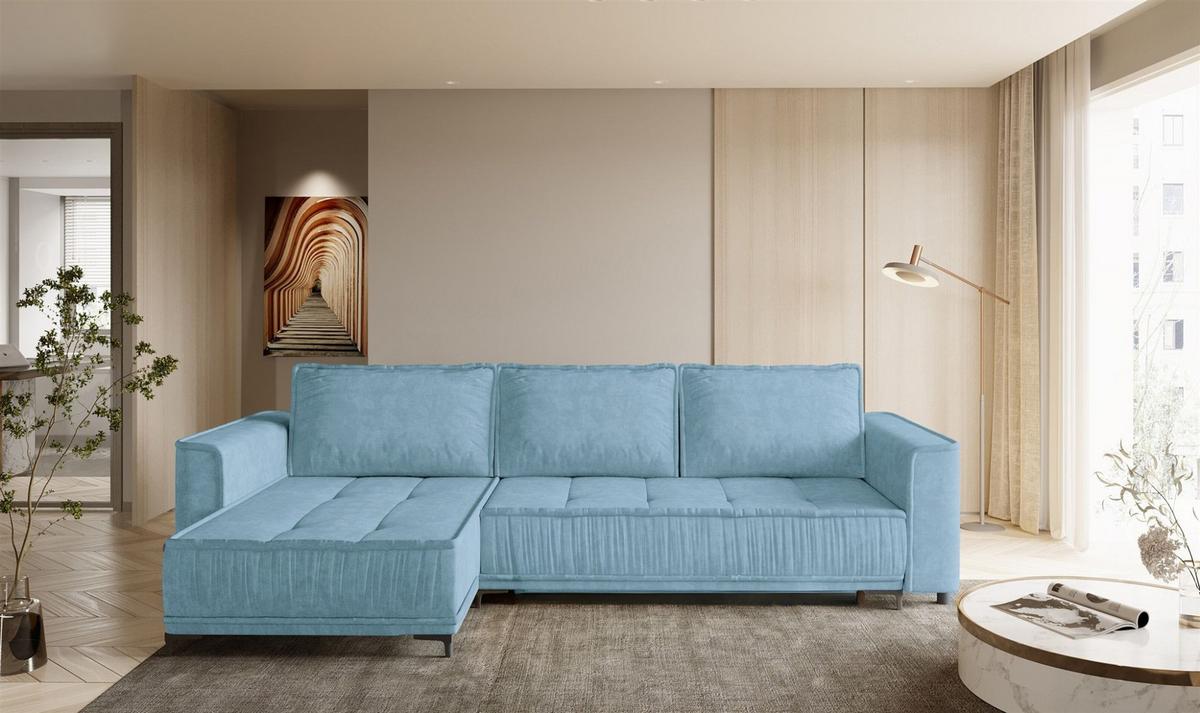 ECKSOFA Juna Mit Schlaffunktion - Blau, Holzwerkstoff/Textil (240/140cm) - Fun Möbel