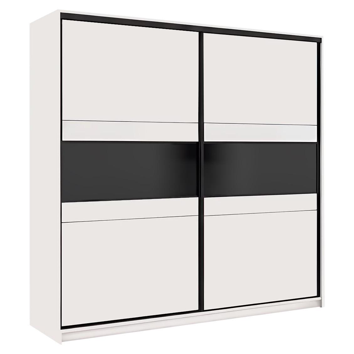 SCHWEBETÜRENSCHRANK Monroe mit 2 Türen ohne Spiegel, 266 cm, Kaschmir+Schwarz Lacobel - Kaschmir/Schwarz, Holzwerkstoff (226/220/64cm) - Beautysofa
