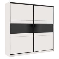 SCHWEBETÜRENSCHRANK Monroe mit 2 Türen ohne Spiegel, 266 cm, Kaschmir+Schwarz Lacobel - Kaschmir/Schwarz, Holzwerkstoff (226/220/64cm) - Beautysofa