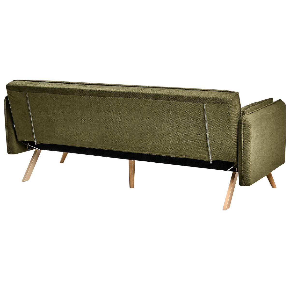 SCHLAFSOFA Stoff Grün Asaa - Braun/Grün, Textil (205/76/80cm) - Beliani