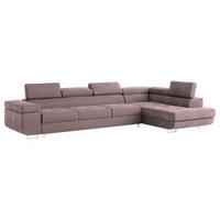 ECKSOFA VICENTE Lila Velours-Stoff mit Schlaffunktion - Lila, Holz (346/202cm) - MASSENO