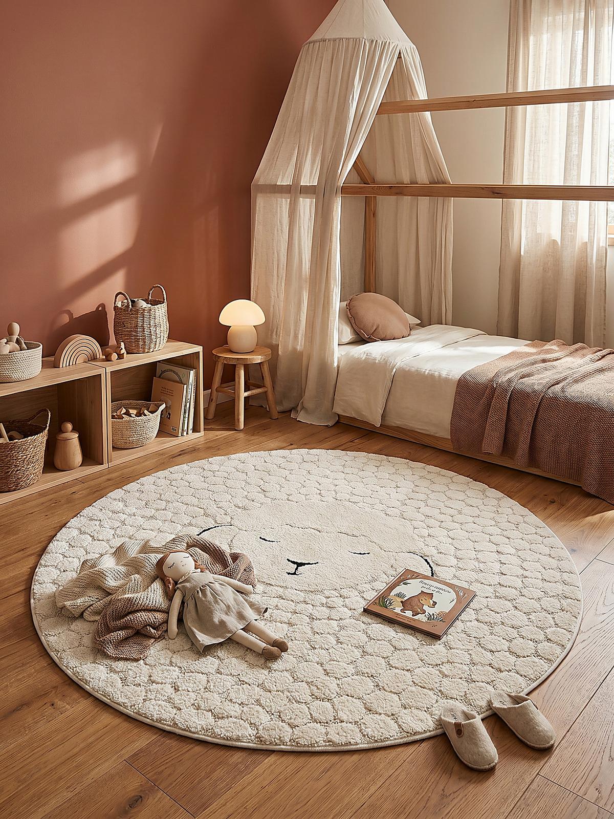 KINDERTEPPICH Kurzflor CANAZEI Polypropylen Creme 120 x 120 cm - Beige, Textil (120/120cm) - KADIMA DESIGN