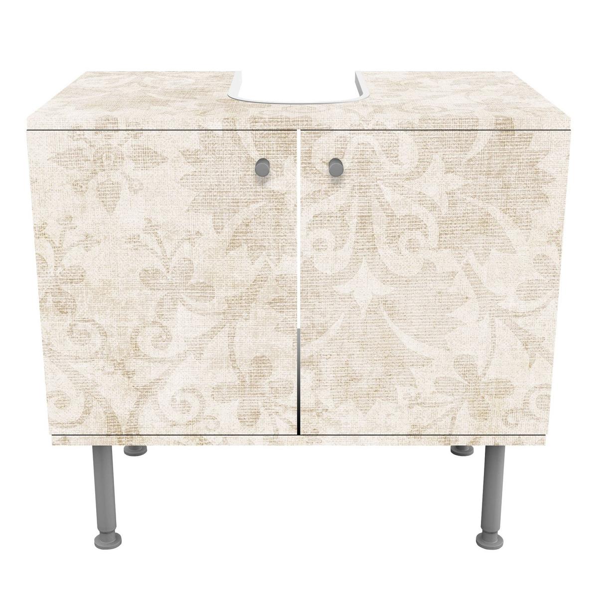 WASCHBECKENUNTERSCHRANK Antiker Damast 60/55/35 cm - Beige, Holzwerkstoff (60/55/35cm) - Bilderwelten