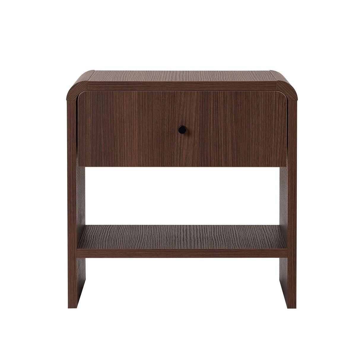 NACHTTISCH mit 1 Schublade und 1 Nische mit abgerundeten Kanten 40/45/45 cm - Naturfarben, Holzwerkstoff (40/45/17cm) - Calicosy