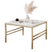 COUCHTISCH FORMA 60/60 cm Quadrat, Gold / Weiß Hochglanz - Weiß Hochglanz/Goldfarben, Metall (60/60/40cm) - Idohome