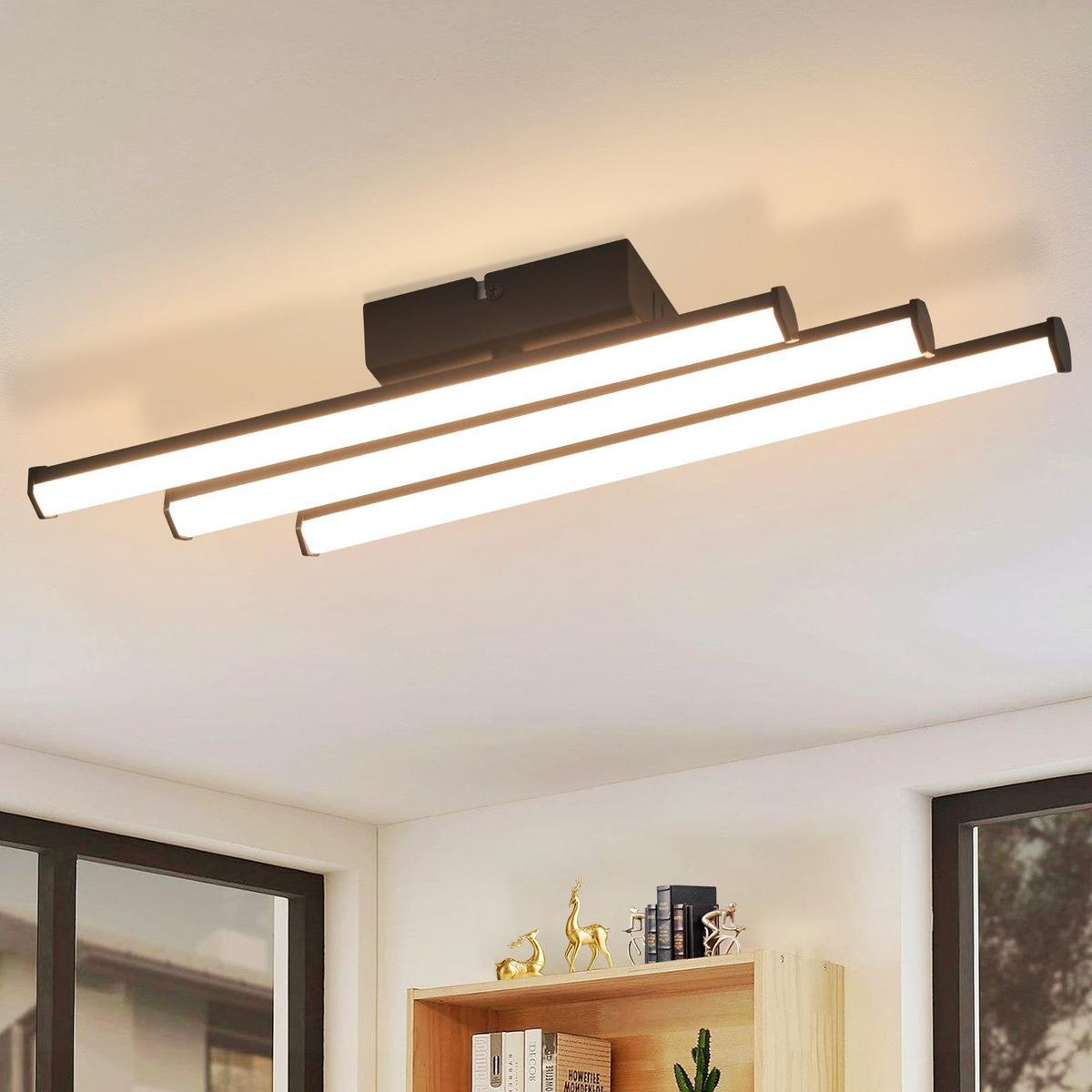 LED-DECKENLEUCHTE Machado 12/44/6cm - Schwarz, Metall (44/12/6cm) - Nettlife