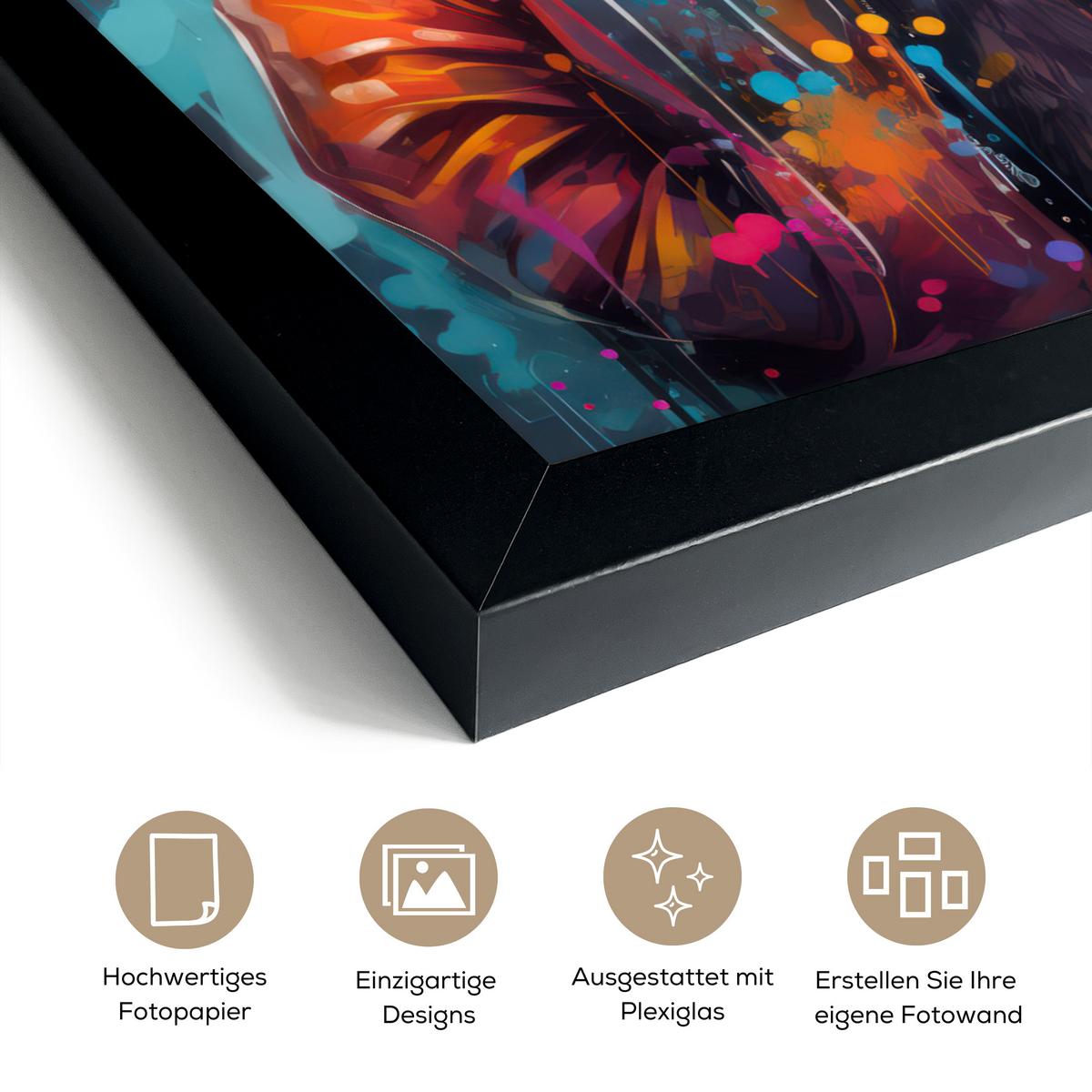 POSTER MIT RAHMENGERAHMTES BILD Panda - Jacke - Graffiti - Orange Bilderrahmen 30x40 cm - Orange, Papier (30/40cm) - MuchoWow
