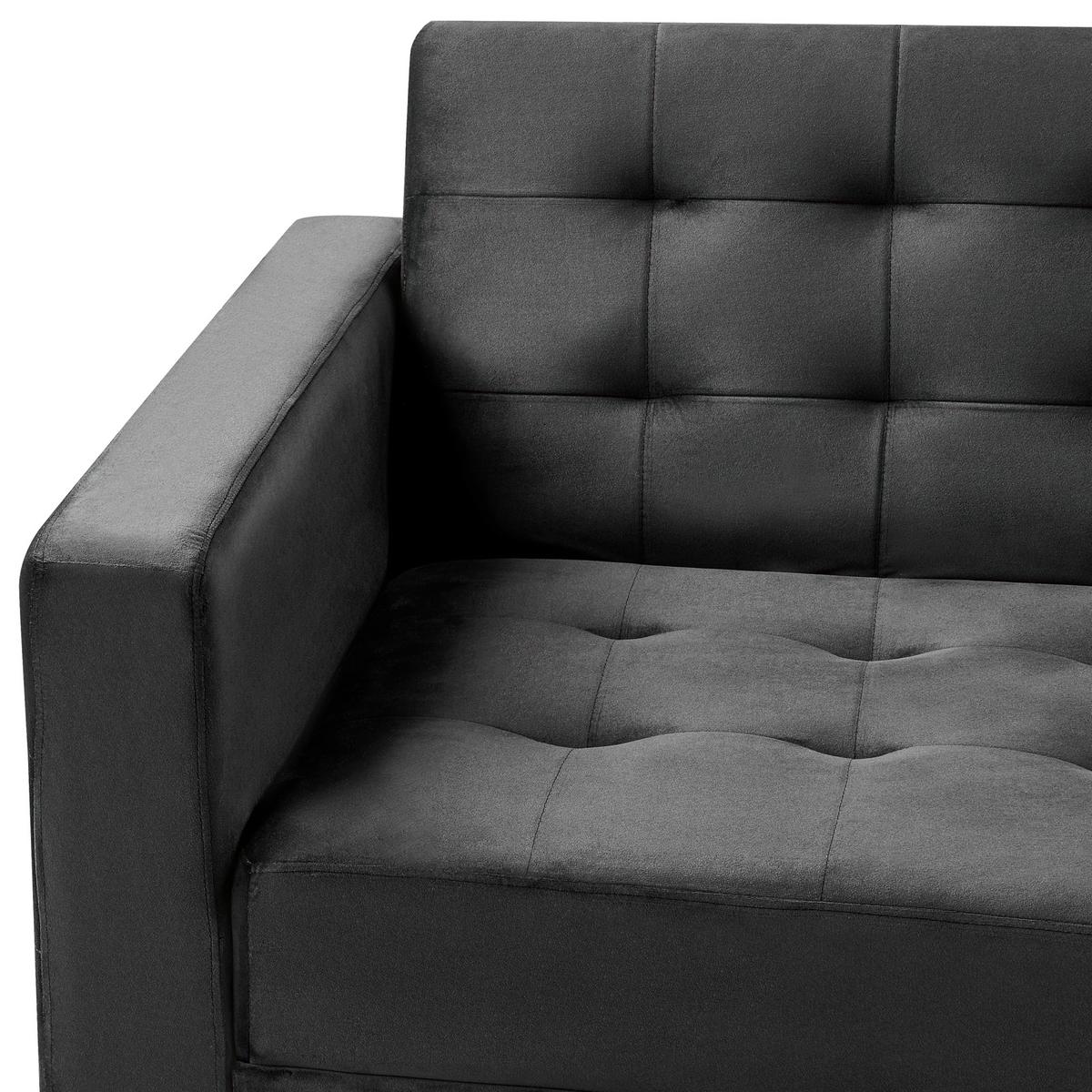 3-SITZER-SCHLAFSOFA Samtstoff Schwarz Aberdeen - Schwarz, Textil (186/83/88cm) - Beliani