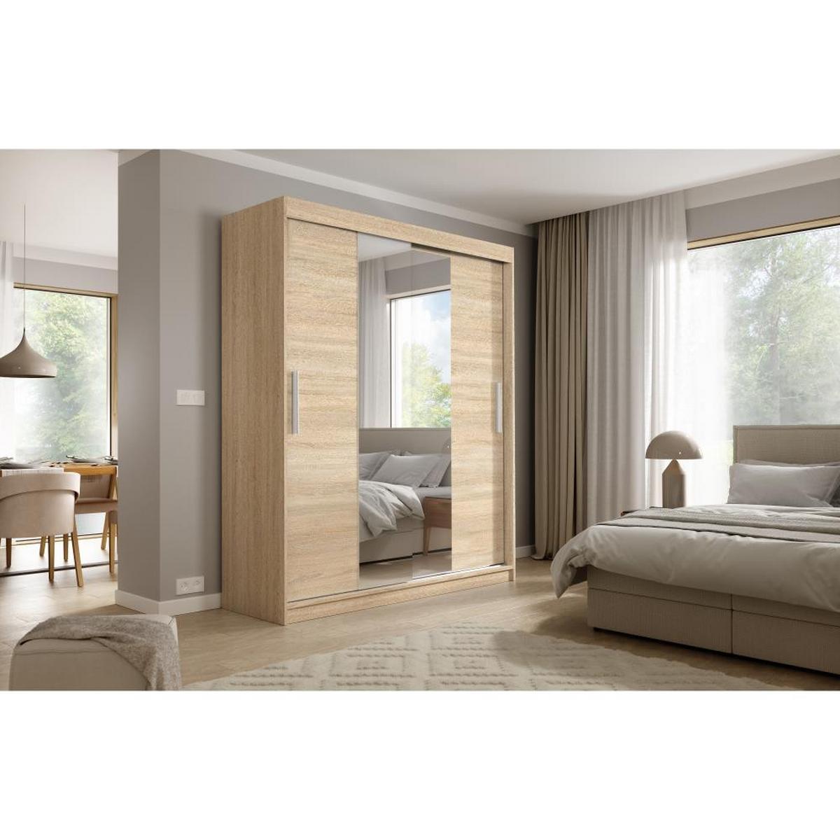 SCHWEBETÜRENSCHRANK Katrina eiche Sonoma 200/215,5/59 cm 2-türig - Sonoma Eiche, Holzwerkstoff (200/215.5/59cm) - Beautysofa