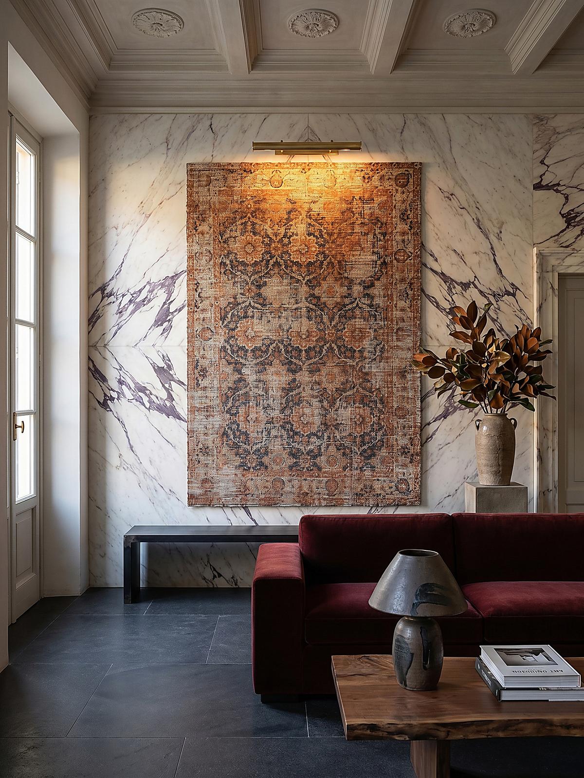 JUTETEPPICH handgewebt WENSLEY, im Vintage-Stil, Rot-Blau, 200 x 290 cm - Rot, Textil (290/200cm) - KADIMA DESIGN