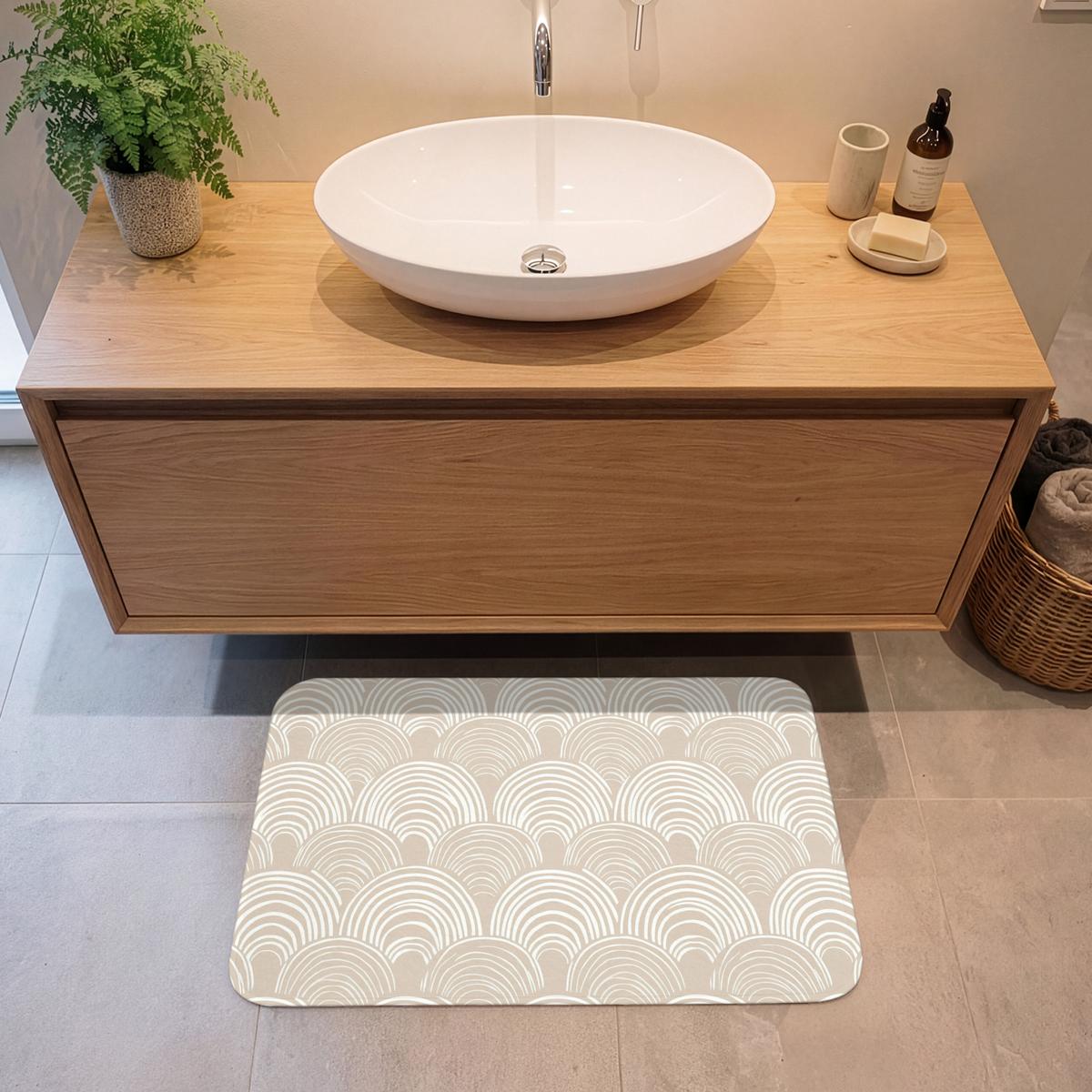 BADEMATTE Wellen - Textur - Beige 80x50 cm - Kaschmir, Textil (80/50cm) - OnlyWow