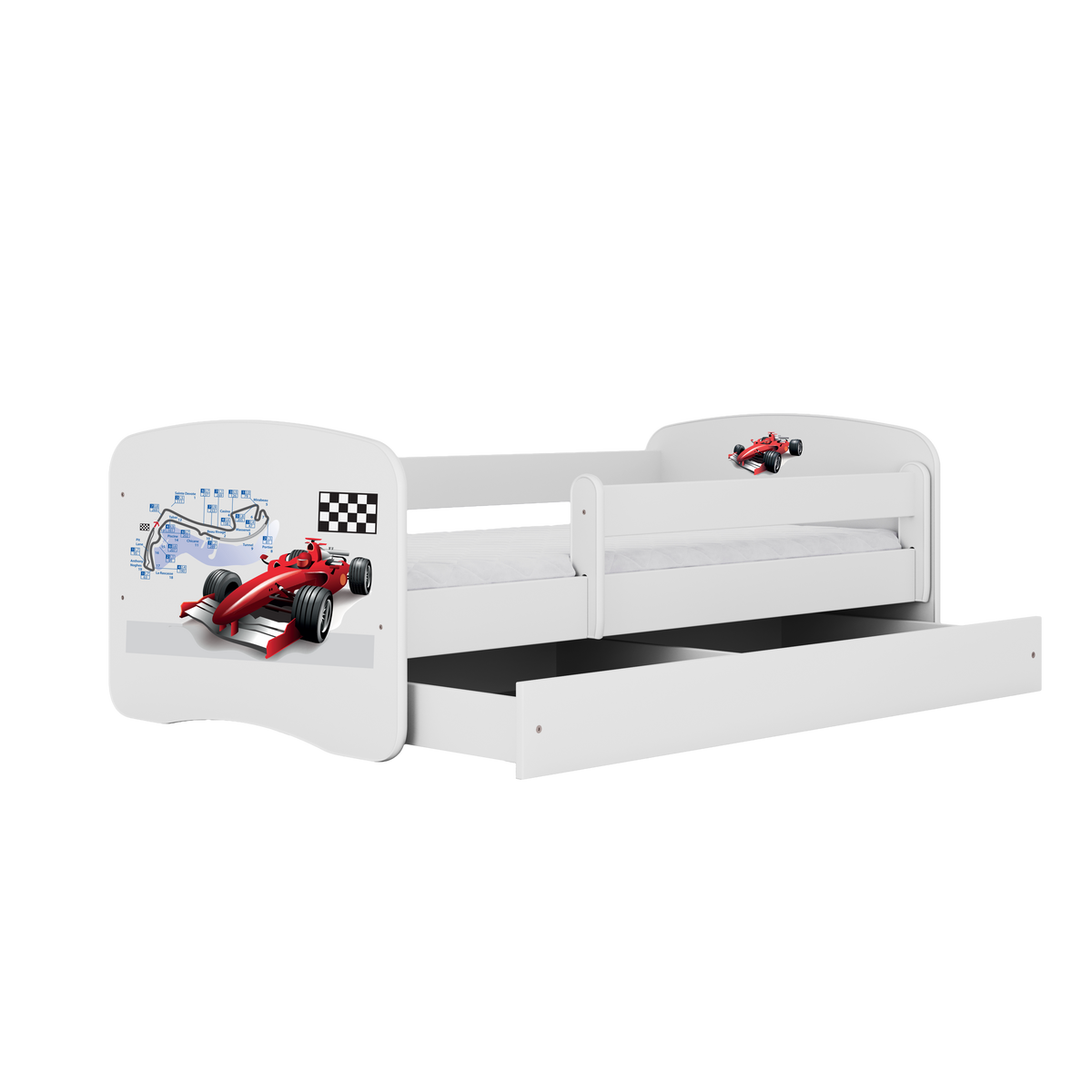 KINDERBETT Formel 1 mit Schublade und Matratze 180/80 - Weiß, Holzwerkstoff (80/180cm) - RAUMHIRSCH FURNITURE