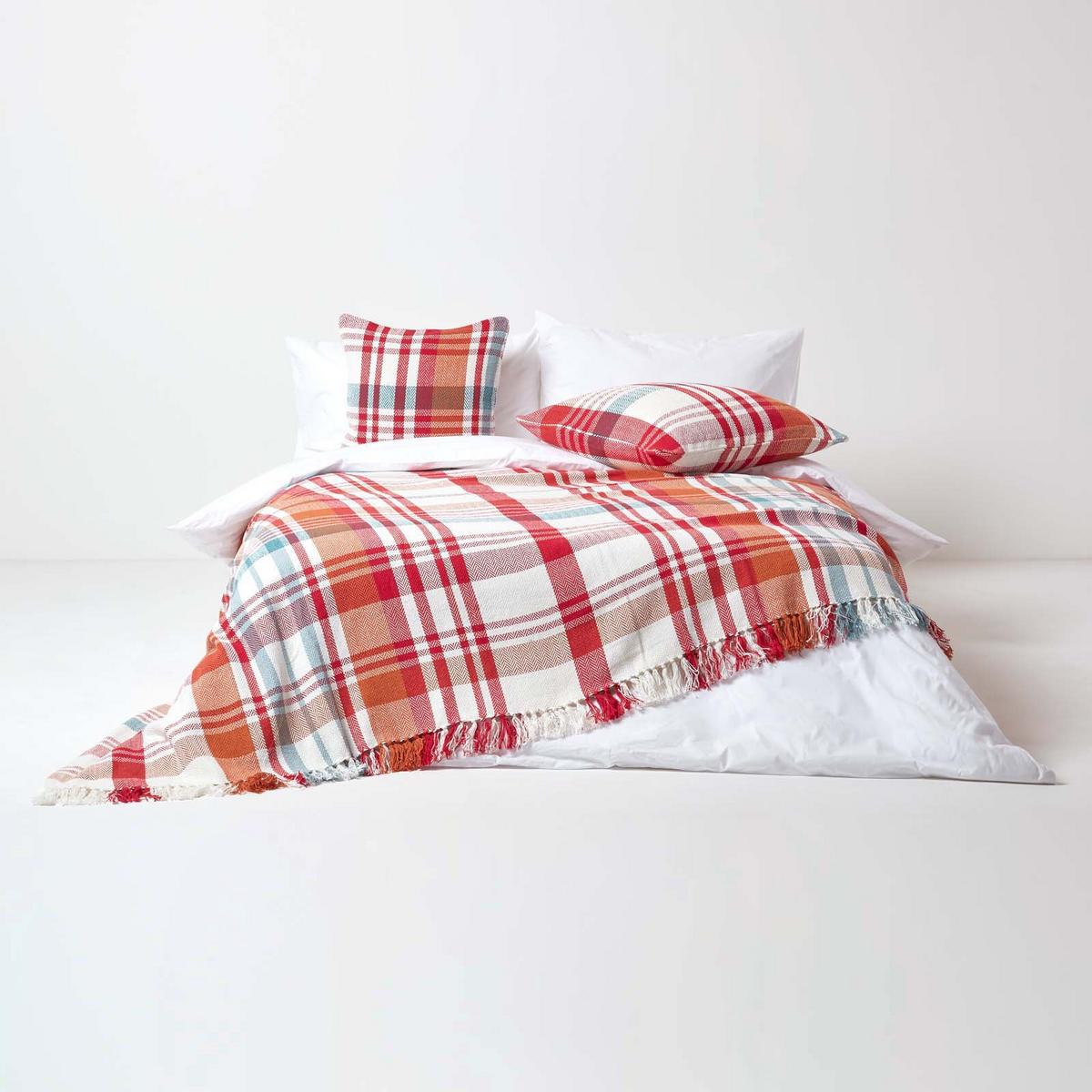 ÜBERWURF Falun 225/255 cm, Schottenkaro, 100% Baumwolle - Rot, Textil (225/255cm) - Homescapes