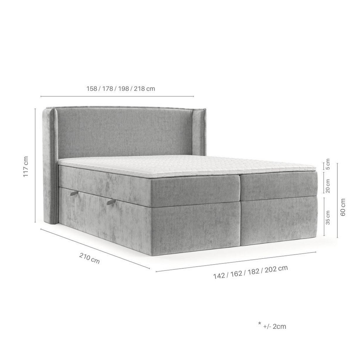 BOXBETT Viva 160/200 cm Braun im Lotta Stoff - Schwarz/Braun, Holz/Holzwerkstoff (160/200cm) - AltaBeds