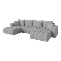 WOHNLANDSCHAFT mit Schlaffunktion und Bettkasten MILA-U-v1 378x194x86 Grau Cord - Schwarz/Grau, Holzwerkstoff/Kunststoff (378/86/194cm) - ALTDECOR