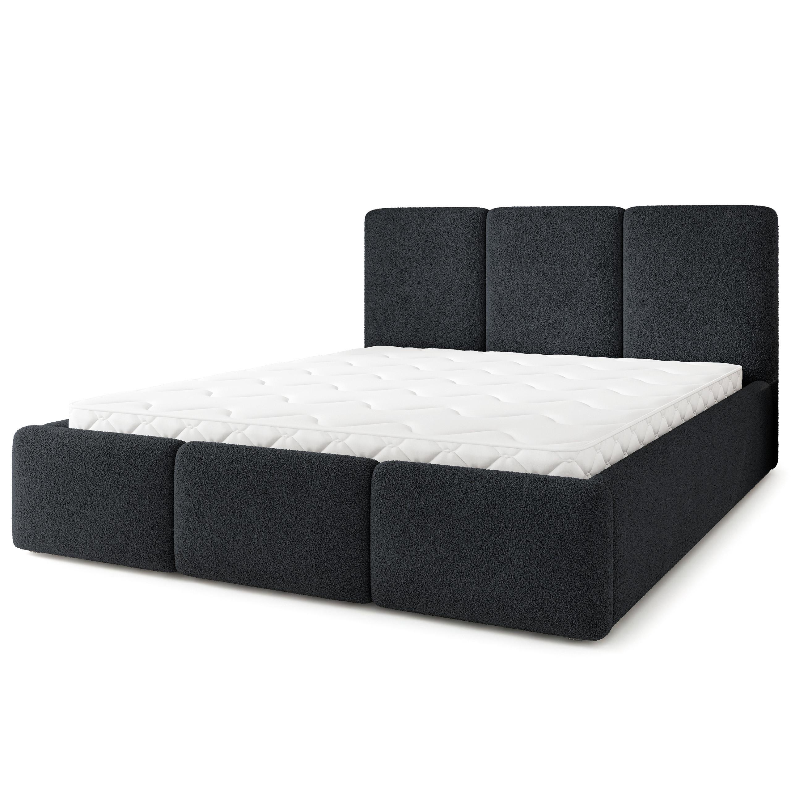 POLSTERBETT MORENA Q 200x200 cm mit Bettkästen - Schwarz - Schwarz, Holz (200/200cm) - MASSENO