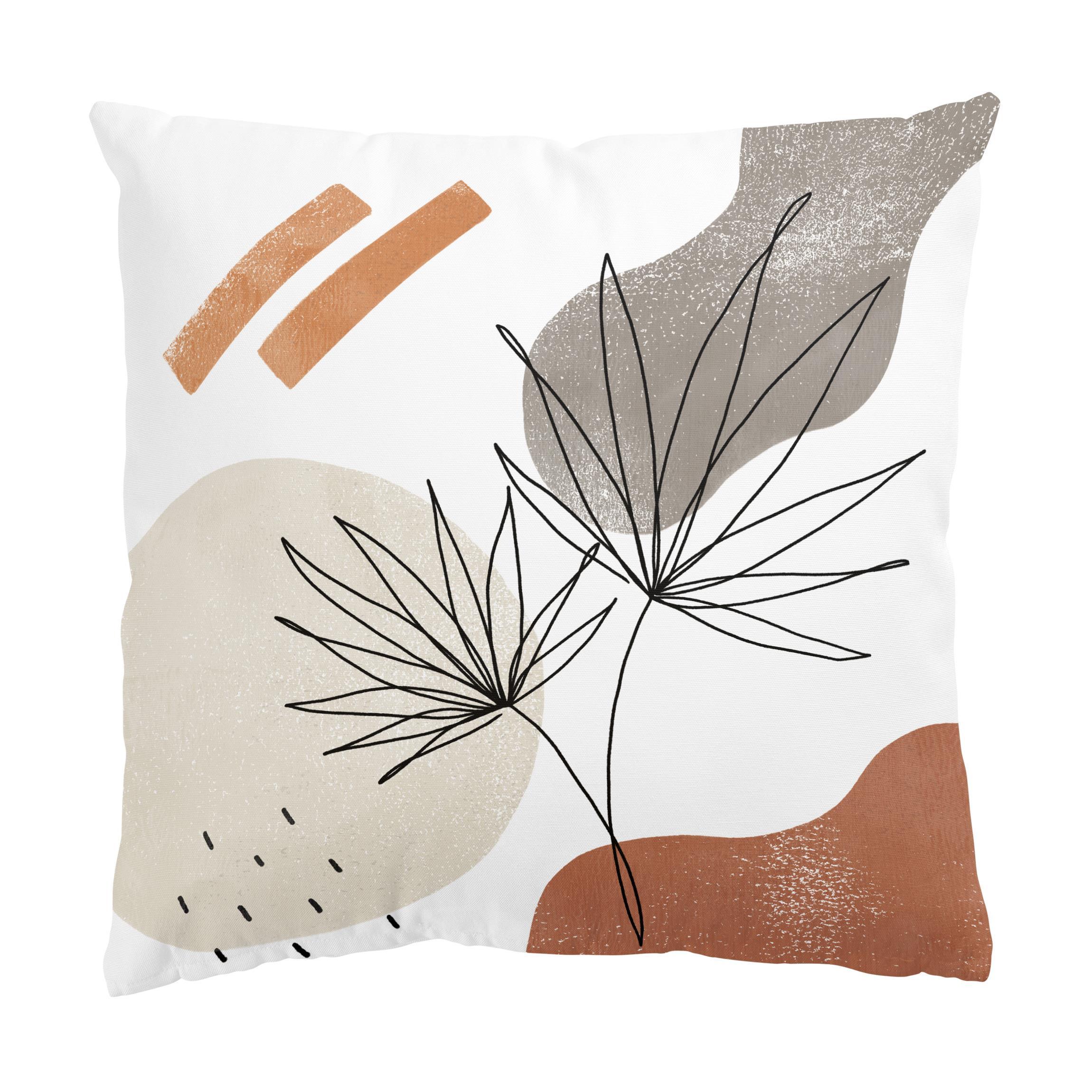 KISSENBEZUG Fächerpalme Lineart und Terracotta Farben 40/40 cm - Grau, Textil (40/40cm) - Bilderwelten