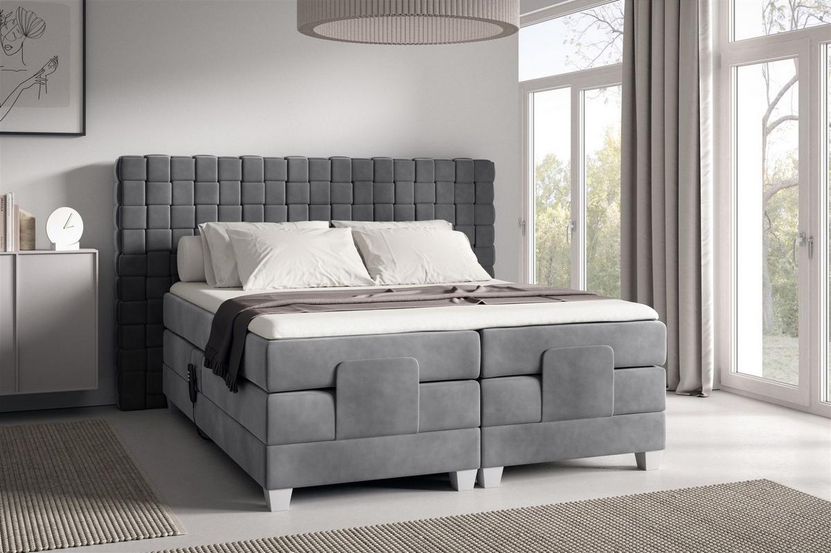 BOXSPRINGBETT Elektrisch Vidal - Grau, Holzwerkstoff/Textil (120/200cm) - Fun Möbel