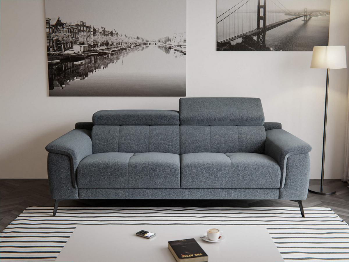 SOFA FIERO 3-Sitzer, dunkelgrau - Dunkelgrau/Schwarz, Holzwerkstoff/Textil (212/82/103cm) - Wozimo