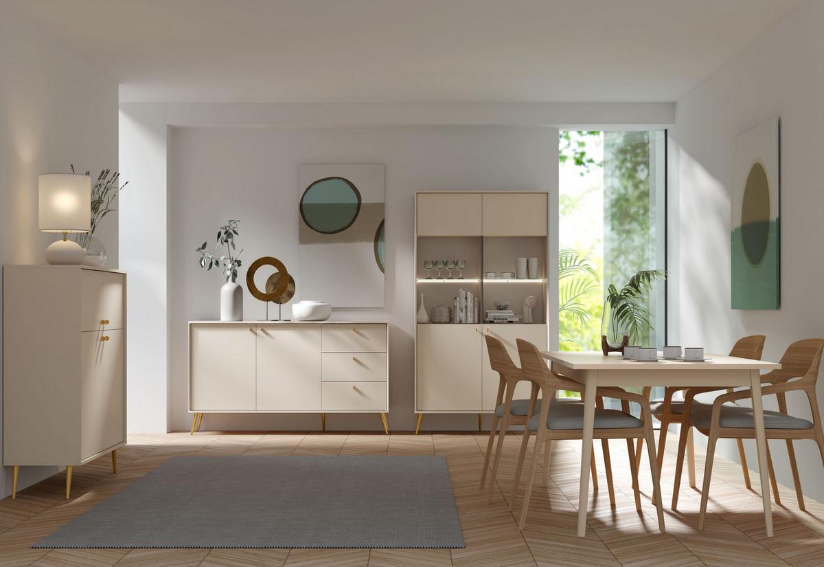 ESSTISCH SFERA 180 x 90 x 75,5 cm - Beige, Holz (180/90/75.5cm) - MASSENO
