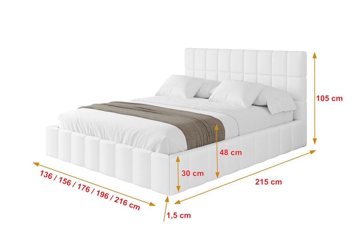 POLSTERBETT mit Bettkasten und Lattenrost, Boxbett ohne Matratze - AMEA 120x200 Weiß Kunstleder - Weiß Hochglanz, Holzwerkstoff/Textil (120/200cm) - ALTDECOR