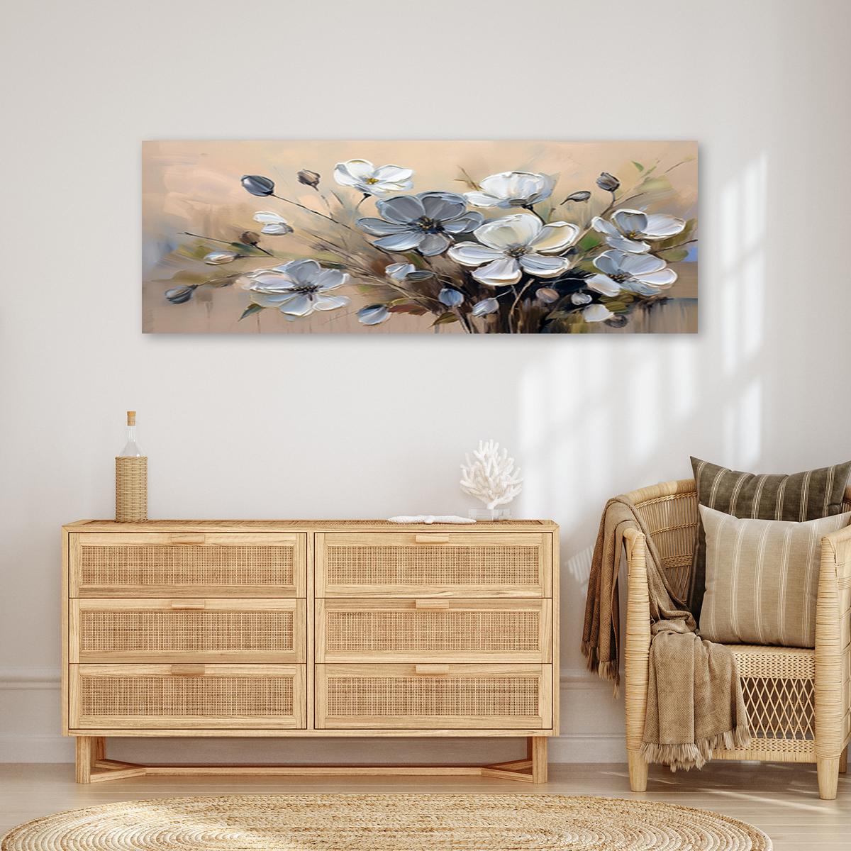 WANDBILD graue blumenstrauß abstraktion - Grau, Textil (90/30cm) - Feeby