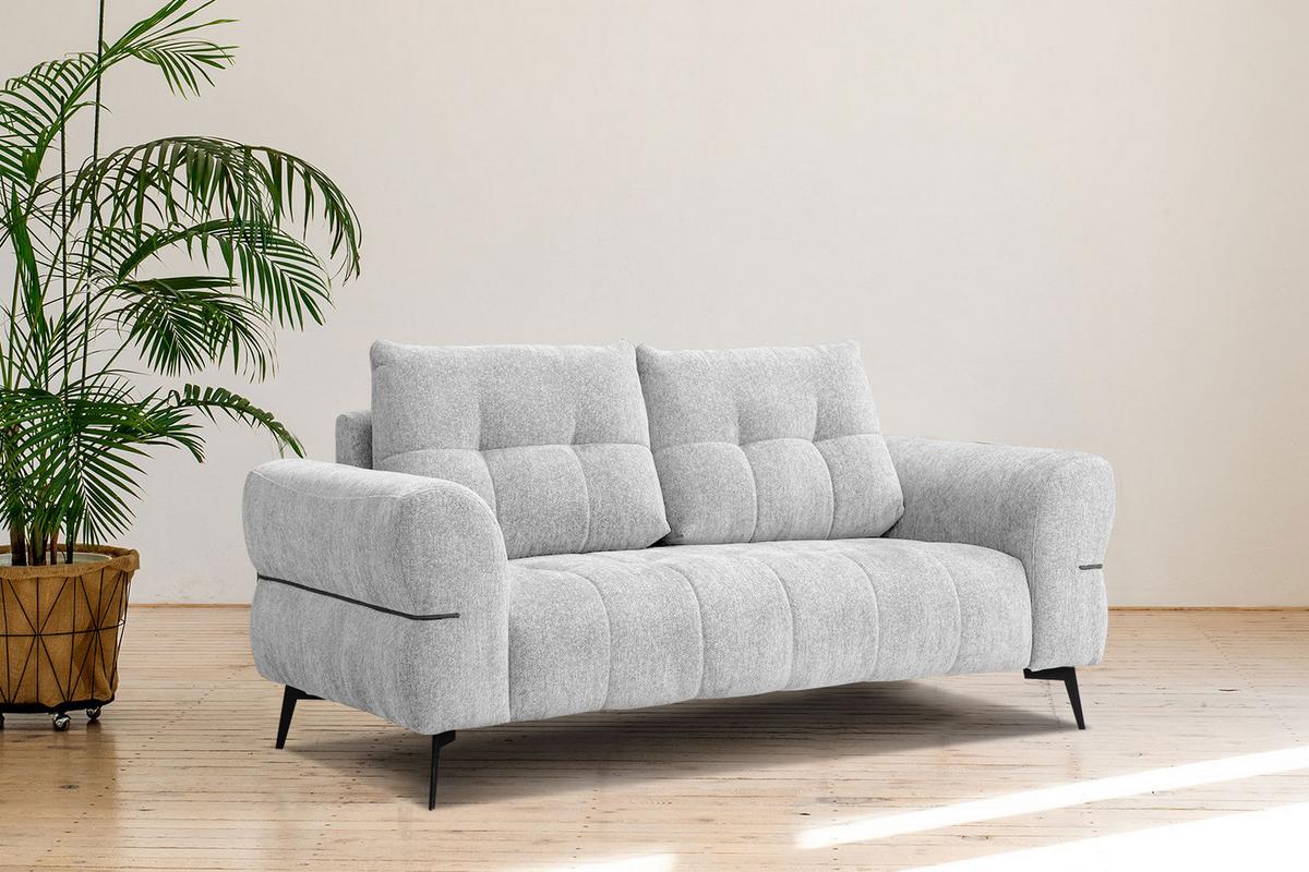 SOFA SALVINI 2,5-Sitzer, hellgrau - Hellgrau/Schwarz, Holzwerkstoff/Textil (176/88/99cm) - Wozimo
