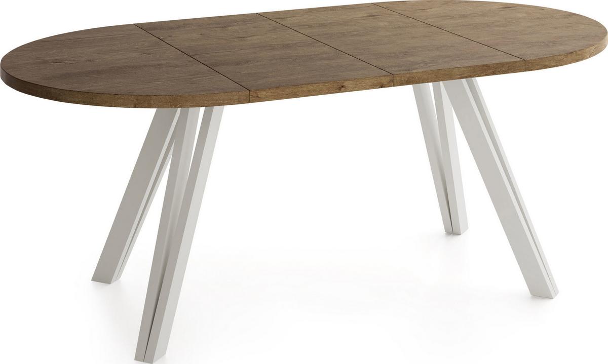 ESSTISCH Ravero runder ausziehbarer, Eiche Braun Rustikal 100-180/100/77 cm - Kaschmir/Alteiche, Holz/Holzwerkstoff (100/180/76.5cm) - WFL GROUP