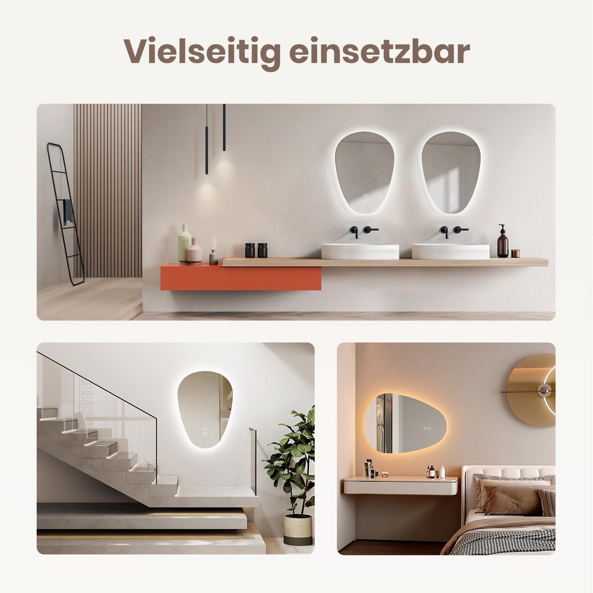 BADSPIEGEL mit Touch-Schalter, Dimmbar 70/50 cm - Transparent, Glas (50/70/3cm) - EMKE