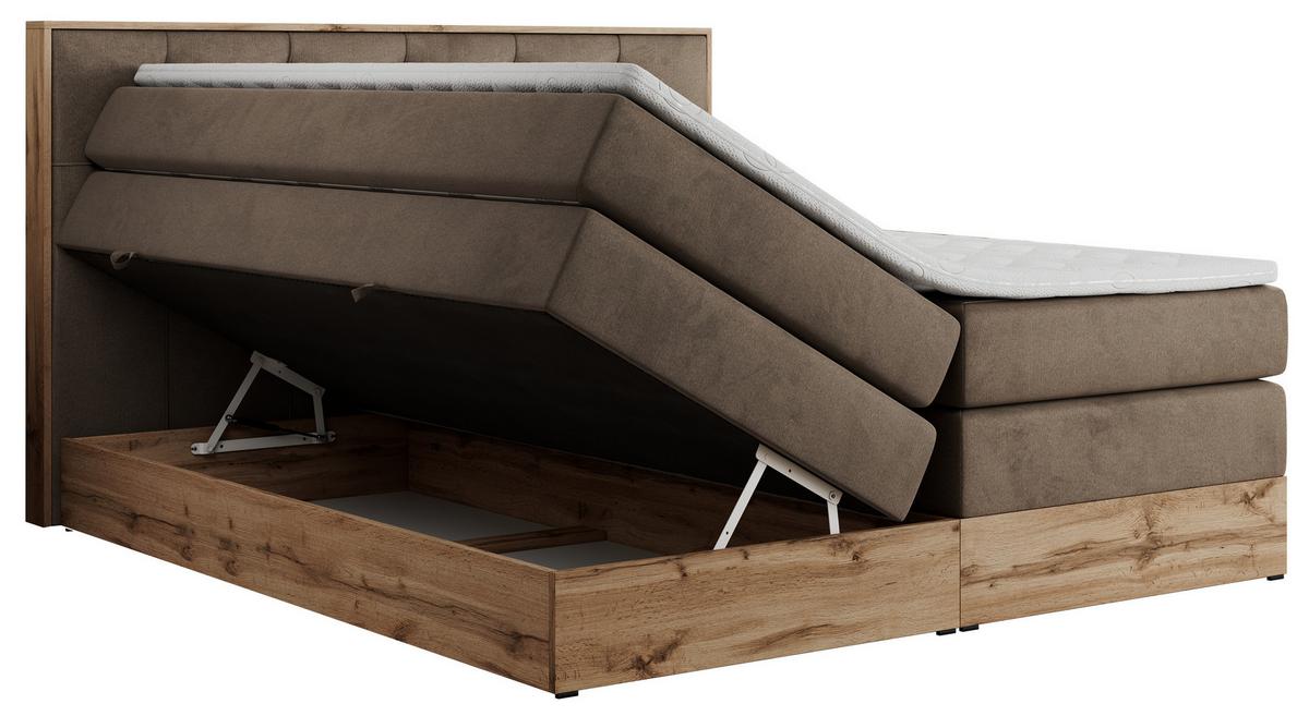 BOXSPRINGBETT VENETO KING 200/200 Braun Velvet - H3 - Braun, Holz/Textil (200/200cm) - MKS