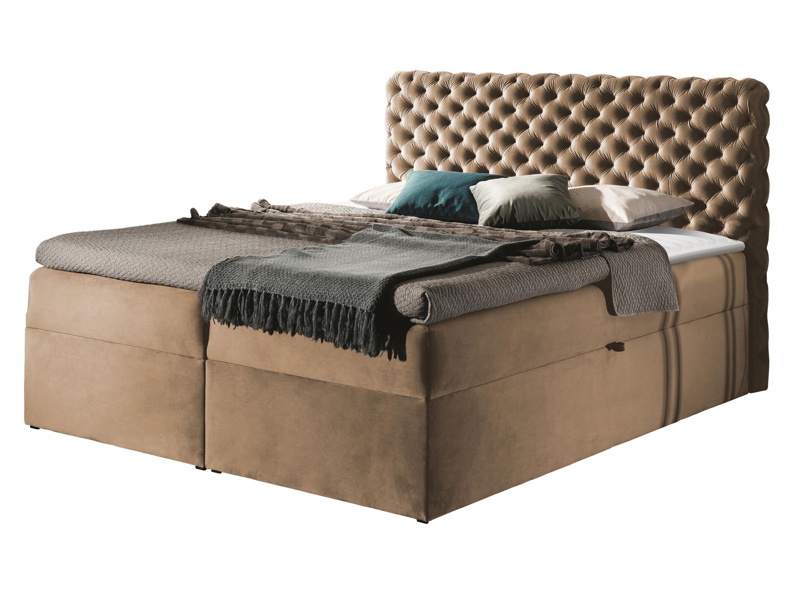 BOXBETT Chesterfield - H3 - Hellbraun, Holz (160/200cm) - MIRJAN24
