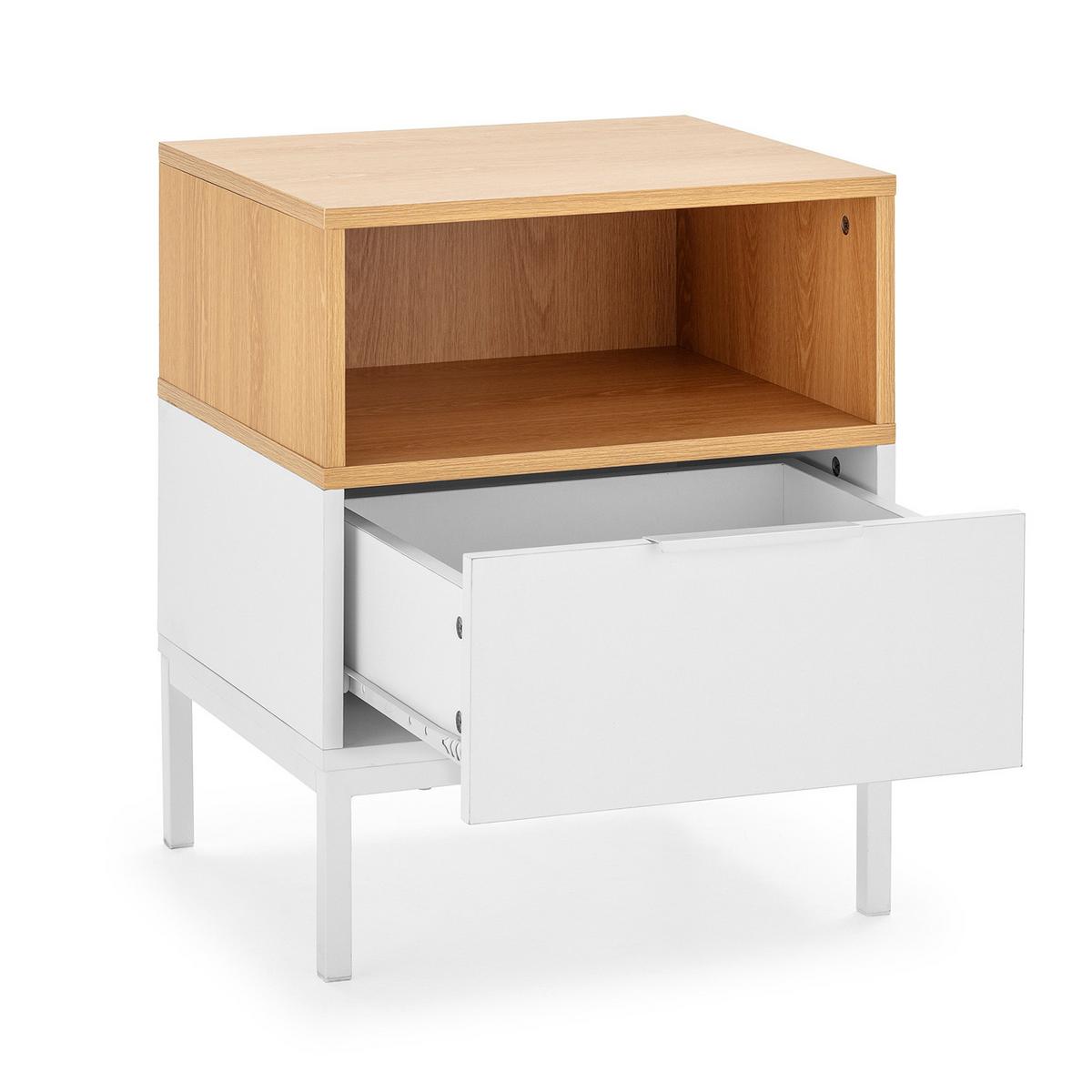 NACHTTISCH Nieve 1 schublade Weiß - Weiß, Holzwerkstoff (45/55/40cm) - VS Venta-stock