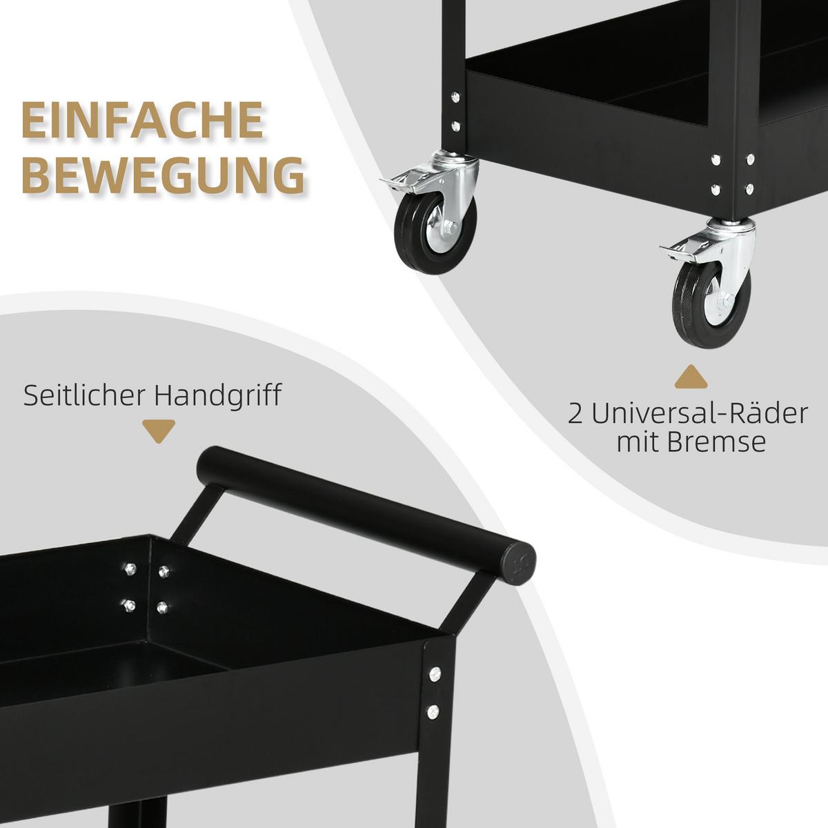 WERKSTATTWAGEN Kaltgewalzter Stahl Schwarz - Schwarz, Metall (38/84/84.5cm) - DURHAND