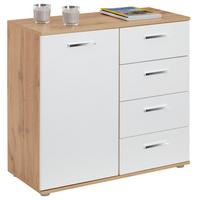KOMMODE CHICAGO Wotan Eiche/weiß - Eiche Wotan/Weiß, Holzwerkstoff (91/82/40cm) - CARO-Möbel