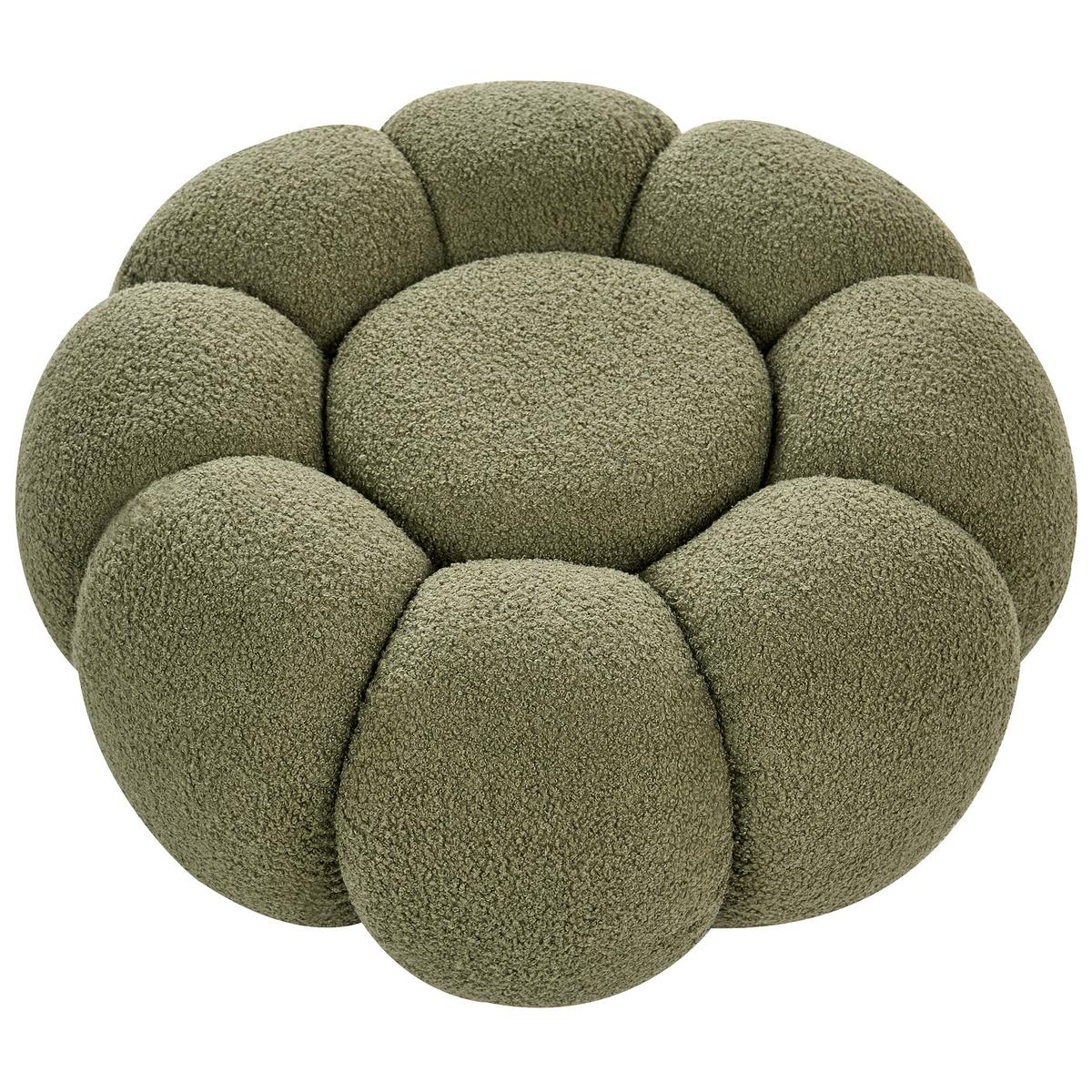 POUF Bouclé Grün Beaufort - Hellbraun, Textil (60/27/60cm) - Beliani
