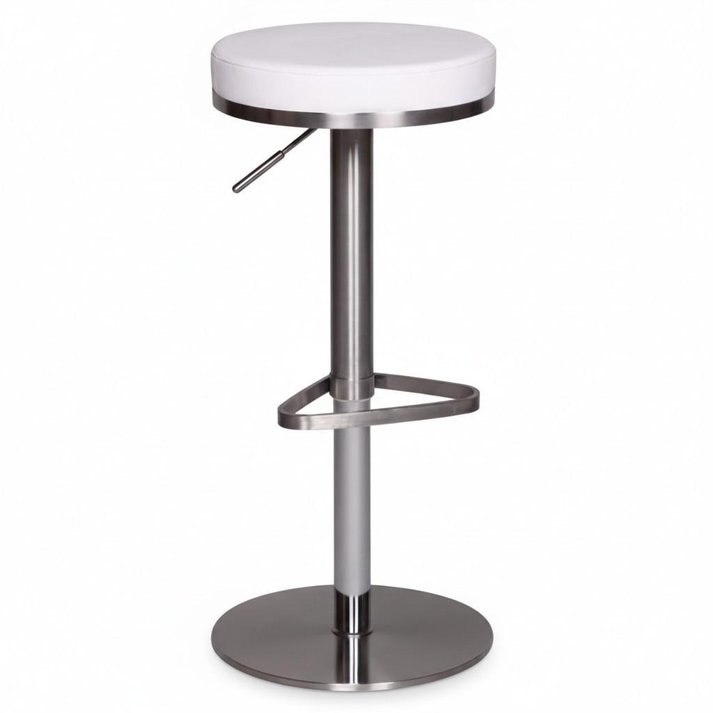 BARHOCKER Höhenverstellbar Gepolstert Triangel-Fußablage ELBE, Weiß 38x38x82 cm - Silberfarben/Weiß, Kunststoff/Textil (38/82/38cm) - KADIMA DESIGN