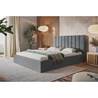BETT 140x200 - Polsterbett mit Bettkasten und Holzrahmen - Modern Betten - Weicher Jasminstoff - Kollektion Sapporo - Grau - Grau, Holz/Textil (140/200cm) - Alpi-Möbel