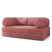 BETTSOFA ALVIO aus Schaumstoff Kordstoff Rosa Schlaffunktion - Rosa, Textil (170/68/80cm) - MASSENO