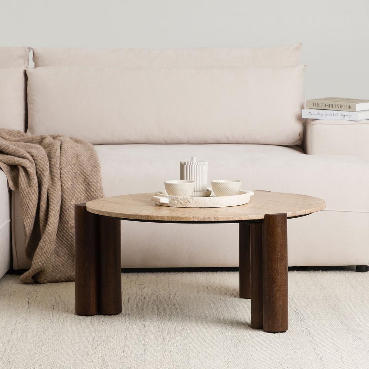COUCHTISCH TAPTI braun/beige - Beige/Braun, Holz/Naturmaterialen (80/80/35cm) - IDIMEX