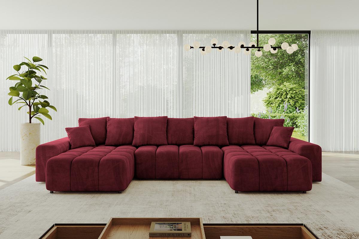WOHNLANDSCHAFT ENIL-U 401x189x68 Bordeaux Velours - Bordeaux, Holzwerkstoff/Kunststoff (401/68/189cm) - ALTDECOR