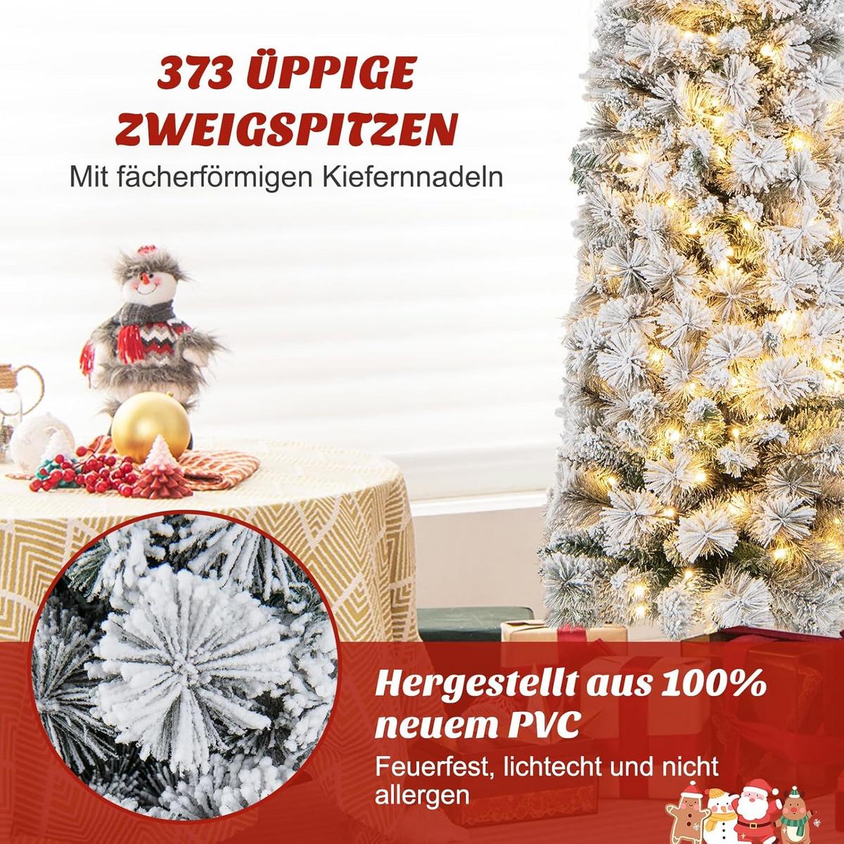 WEIHNACHTSBAUM Weiß - Weiß, Kunststoff (180cm) - COSTWAY