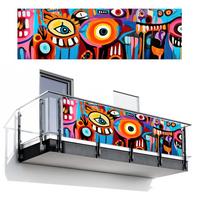 BALKON-SICHTSCHUTZ Abstrakt - Gesicht - Farbenfroh Windschutz 300x95 cm - Multicolor, Kunststoff (300/95cm) - MuchoWow