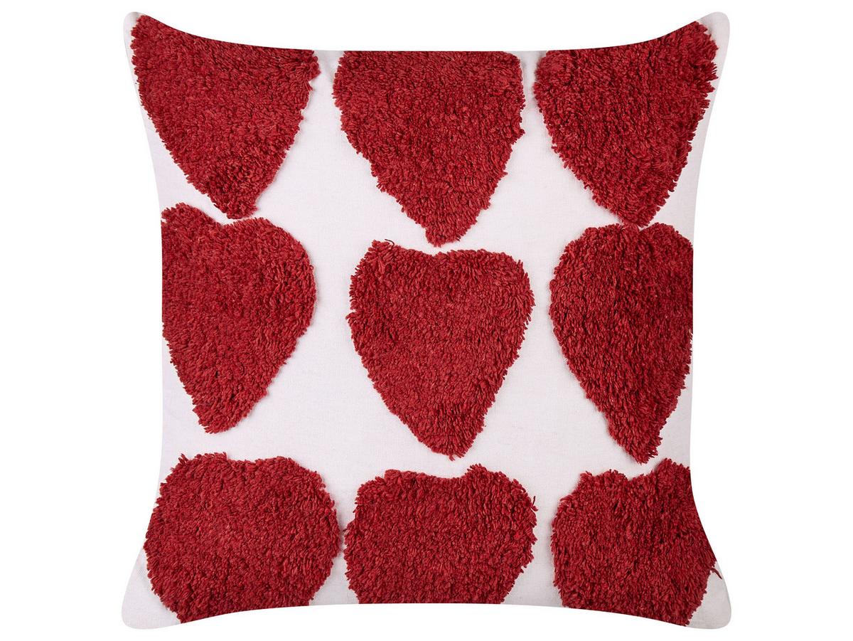 DEKOKISSEN 2er-Set Weiß 45/45 cm Mingora - Rot/Weiß, Naturmaterialien (45/45cm) - Beliani