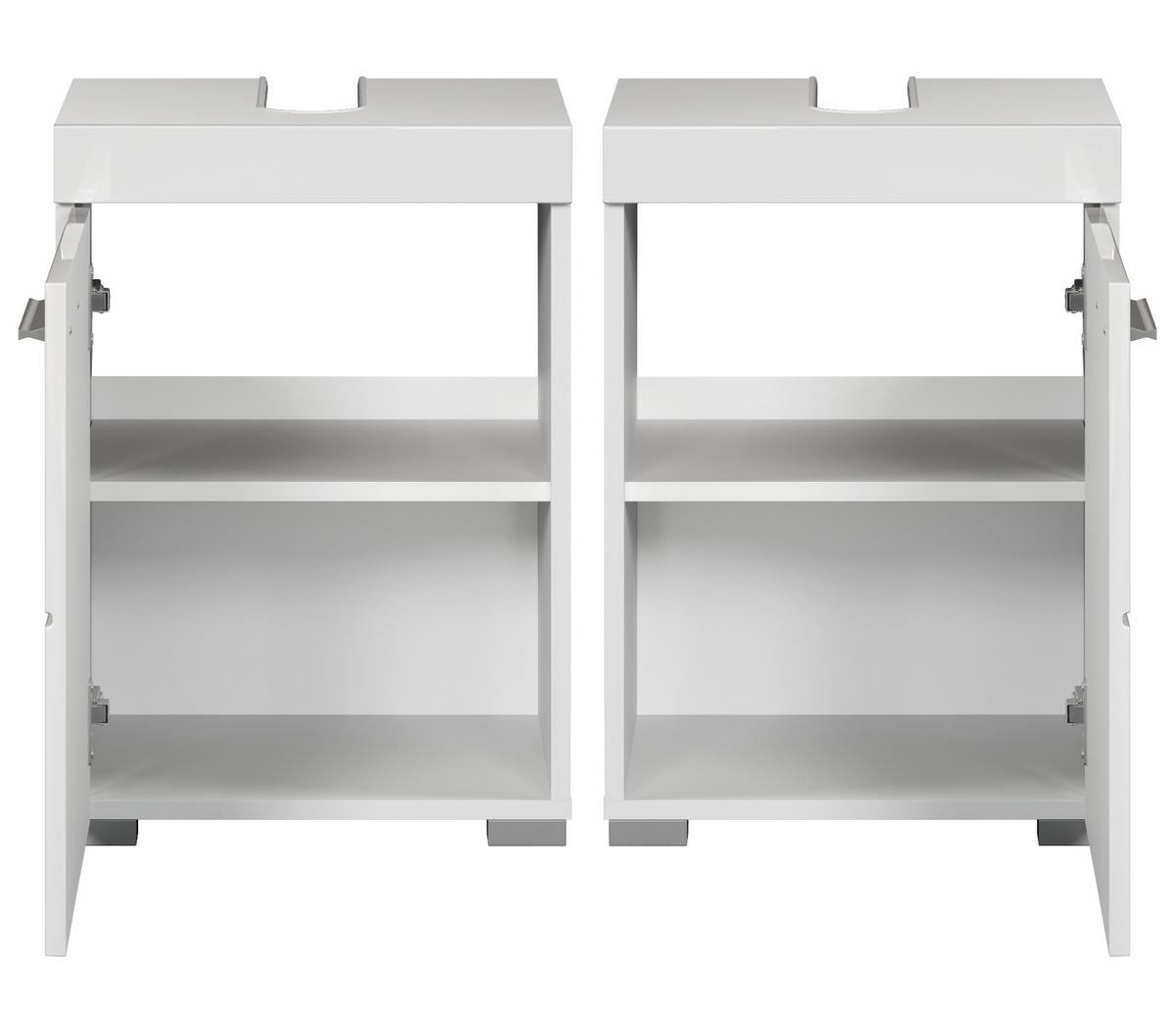 WASCHBECKENUNTERSCHRANK weiß Hochglanz 40 cm, Badschrank Türanschlag wechselbar - Weiß Hochglanz/Alufarben, Holzwerkstoff/Kunststoff (40/56/34cm) - Top.Furn