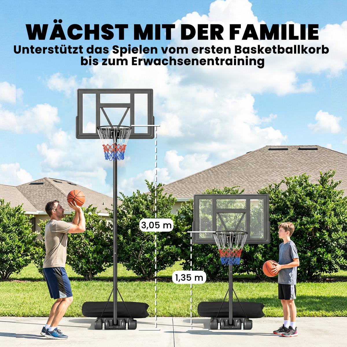 BASKETBALLSTÄNDER Stahl PE Schwarz - Schwarz, Metall (70/110cm) - SPORTNOW