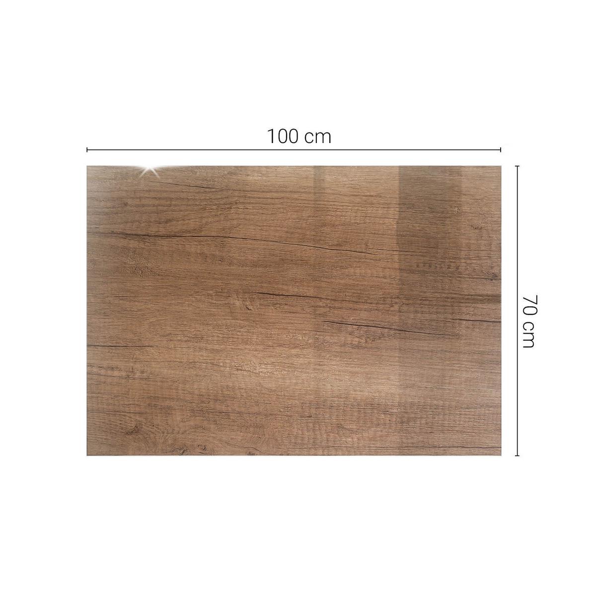 TISCHPLATTE 100x70 cm Natürliche Holzmaserung - Braun, Glas (0.4/100/70cm) - TULUP